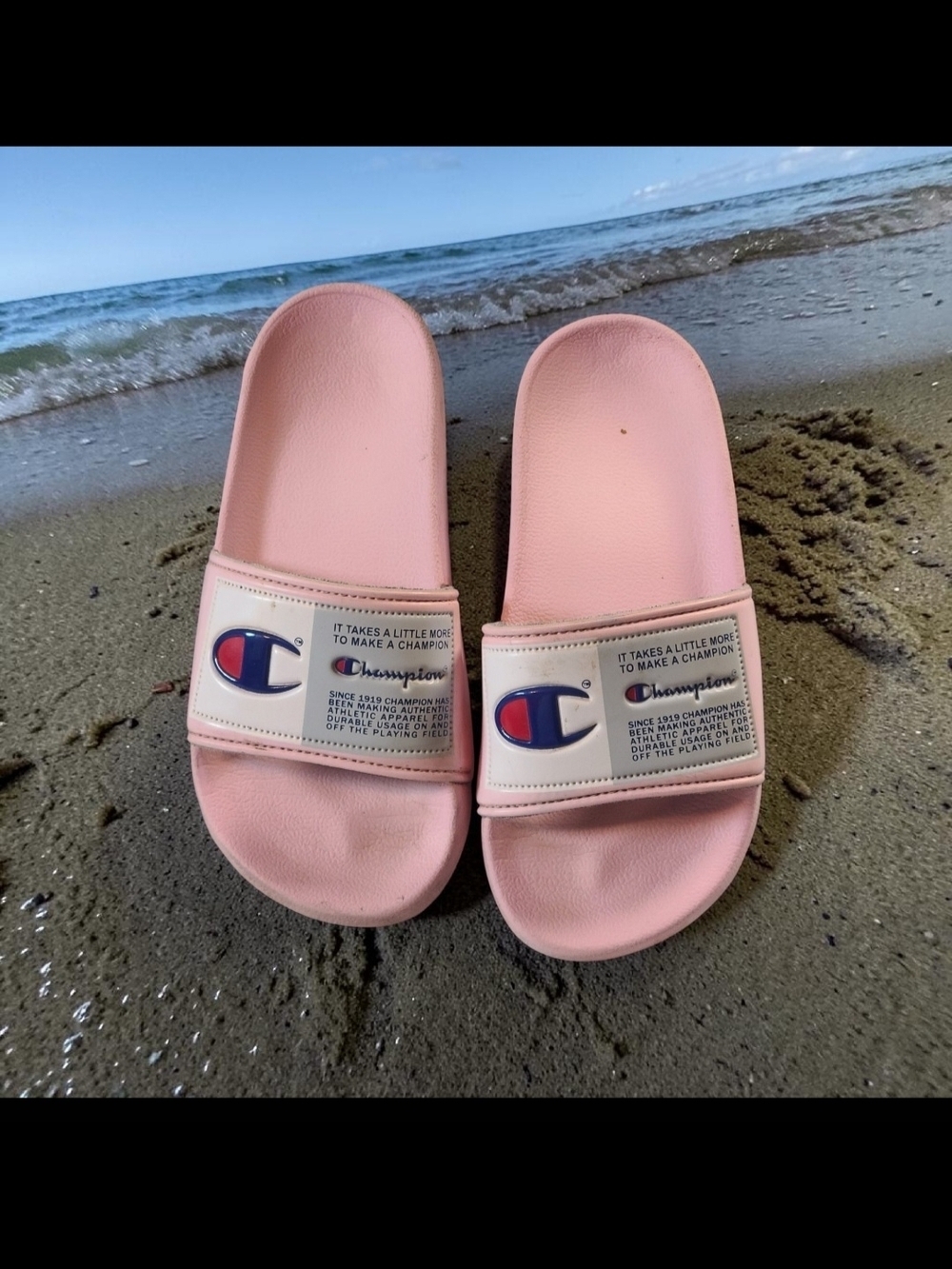 Champion Girls Pink Verstile Slide Sandals EUC Size 13